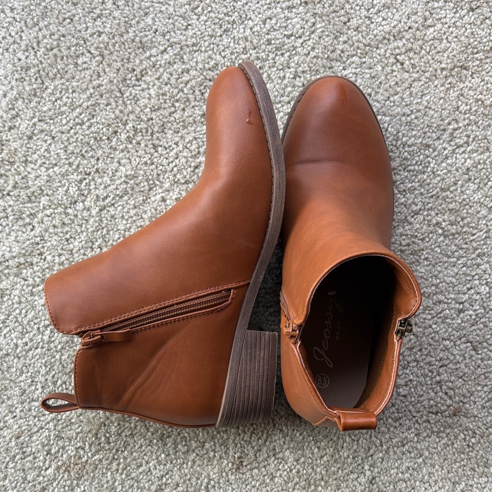 🪷Jeossy Women's Leather Ankle Boots Size 8.5 EUC - Picture 2 of 6